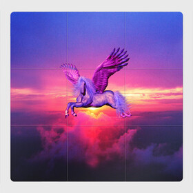 Магнитный плакат 3Х3 с принтом Dusk Sky Horse в Новосибирске, Полимерный материал с магнитным слоем | 9 деталей размером 9*9 см | высота | закат | конь | крылья | легенды | летать | летающий | лошадь | мистический | мифология | мифы | небесный | небо | облака | облач | пегас | плед | подушка | полет | пурпурный | сумерки | сумка