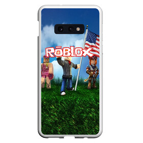 Чехол для Samsung S10E с принтом ROBLOX в Новосибирске, Силикон | Область печати: задняя сторона чехла, без боковых панелей | game | gamer | logo | minecraft | roblox | simulator | игра | конструктор | лого | майнкрафт | симулятор | строительство | фигура