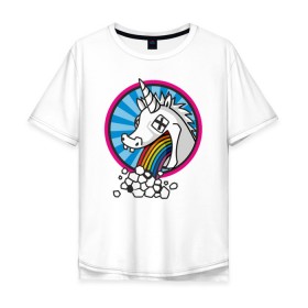 Мужская футболка хлопок Oversize с принтом Unicorn do Rainbow в Новосибирске, 100% хлопок | свободный крой, круглый ворот, “спинка” длиннее передней части | 