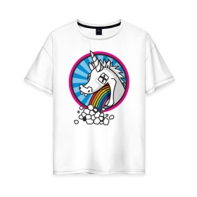 Женская футболка хлопок Oversize с принтом Unicorn do Rainbow в Новосибирске, 100% хлопок | свободный крой, круглый ворот, спущенный рукав, длина до линии бедер
 | 