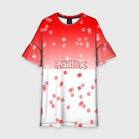 Детское платье 3D с принтом ROBLOX в Новосибирске, 100% полиэстер | прямой силуэт, чуть расширенный к низу. Круглая горловина, на рукавах — воланы | Тематика изображения на принте: 3d | roblox | игра | лого | логотип | надпись | онлайн | платформа | роблокс | эмблема