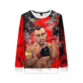 Женский свитшот 3D с принтом Tony Ferguson в Новосибирске, 100% полиэстер с мягким внутренним слоем | круглый вырез горловины, мягкая резинка на манжетах и поясе, свободная посадка по фигуре | ferguson | mma | tony | tony ferguson | ufs | боец | мма | тони | тони фергюсон | фергюсон | эль кукуй