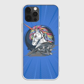 Чехол для iPhone 12 Pro Max с принтом Единорог Rock в Новосибирске, Силикон |  | rock | единорог | единорог рокер | кожанка | конь | лошадь | многоцветный | радуга | рог | рок | шипы