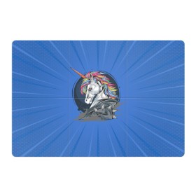 Магнитный плакат 3Х2 с принтом Единорог Rock в Новосибирске, Полимерный материал с магнитным слоем | 6 деталей размером 9*9 см | rock | единорог | единорог рокер | кожанка | конь | лошадь | многоцветный | радуга | рог | рок | шипы
