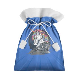Подарочный 3D мешок с принтом Единорог Rock в Новосибирске, 100% полиэстер | Размер: 29*39 см | rock | единорог | единорог рокер | кожанка | конь | лошадь | многоцветный | радуга | рог | рок | шипы