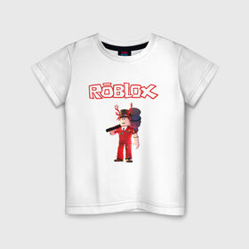 Детская футболка хлопок с принтом ROBLOX в Новосибирске, 100% хлопок | круглый вырез горловины, полуприлегающий силуэт, длина до линии бедер | game | gamer | logo | minecraft | roblox | simulator | игра | конструктор | лого | майнкрафт | симулятор | строительство | фигура