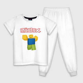 Детская пижама хлопок с принтом ROBLOX в Новосибирске, 100% хлопок |  брюки и футболка прямого кроя, без карманов, на брюках мягкая резинка на поясе и по низу штанин
 | game | gamer | logo | minecraft | roblox | simulator | игра | конструктор | лого | майнкрафт | симулятор | строительство | фигура
