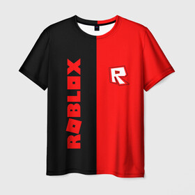 Мужская футболка 3D с принтом ROBLOX в Новосибирске, 100% полиэфир | прямой крой, круглый вырез горловины, длина до линии бедер | roblox | игра | компьютерная игра | логотип | онлайн | онлайн игра | роблакс | роблокс