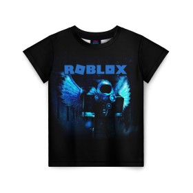 Детская футболка 3D с принтом ROBLOX в Новосибирске, 100% гипоаллергенный полиэфир | прямой крой, круглый вырез горловины, длина до линии бедер, чуть спущенное плечо, ткань немного тянется | Тематика изображения на принте: roblox | игра | компьютерная игра | логотип | онлайн | онлайн игра | роблакс | роблокс