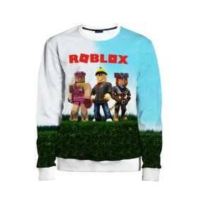 Детский свитшот 3D с принтом ROBLOX в Новосибирске, 100% полиэстер | свободная посадка, прямой крой, мягкая тканевая резинка на рукавах и понизу свитшота | roblox | игра | компьютерная игра | логотип | онлайн | онлайн игра | роблакс | роблокс