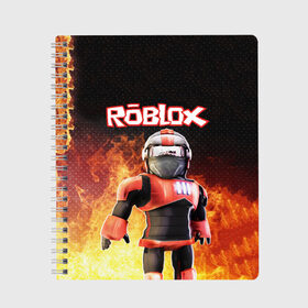 Тетрадь с принтом ROBLOX в Новосибирске, 100% бумага | 48 листов, плотность листов — 60 г/м2, плотность картонной обложки — 250 г/м2. Листы скреплены сбоку удобной пружинной спиралью. Уголки страниц и обложки скругленные. Цвет линий — светло-серый
 | roblox | игра | компьютерная игра | логотип | онлайн | онлайн игра | роблакс | роблокс