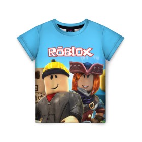 Детская футболка 3D с принтом ROBLOX в Новосибирске, 100% гипоаллергенный полиэфир | прямой крой, круглый вырез горловины, длина до линии бедер, чуть спущенное плечо, ткань немного тянется | Тематика изображения на принте: roblox | игра | компьютерная игра | логотип | онлайн | онлайн игра | роблакс | роблокс