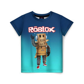 Детская футболка 3D с принтом ROBLOX в Новосибирске, 100% гипоаллергенный полиэфир | прямой крой, круглый вырез горловины, длина до линии бедер, чуть спущенное плечо, ткань немного тянется | Тематика изображения на принте: roblox | игра | компьютерная игра | логотип | онлайн | онлайн игра | роблакс | роблокс