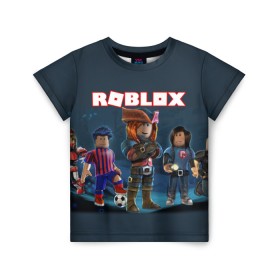 Детская футболка 3D с принтом ROBLOX в Новосибирске, 100% гипоаллергенный полиэфир | прямой крой, круглый вырез горловины, длина до линии бедер, чуть спущенное плечо, ткань немного тянется | roblox | игра | компьютерная игра | логотип | онлайн | онлайн игра | роблакс | роблокс