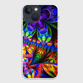 Чехол для iPhone 13 mini с принтом ABSTRACTION NEW в Новосибирске,  |  | abstract | abstraction | color | fractal | geometry | paitnt | polygon | polygonal | psy | абстракция | геометрия | краски | неоновые | полигоны | психоделика | фрактал