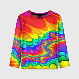 Детский лонгслив 3D с принтом TIE-DYE в Новосибирске, 100% полиэстер | длинные рукава, круглый вырез горловины, полуприлегающий силуэт
 | abstract | abstraction | color | fractal | geometry | paitnt | polygon | polygonal | psy | абстракция | геометрия | краски | неоновые | полигоны | психоделика | фрактал