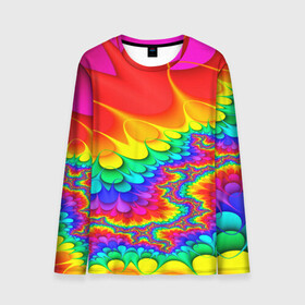 Мужской лонгслив 3D с принтом TIE-DYE в Новосибирске, 100% полиэстер | длинные рукава, круглый вырез горловины, полуприлегающий силуэт | abstract | abstraction | color | fractal | geometry | paitnt | polygon | polygonal | psy | абстракция | геометрия | краски | неоновые | полигоны | психоделика | фрактал