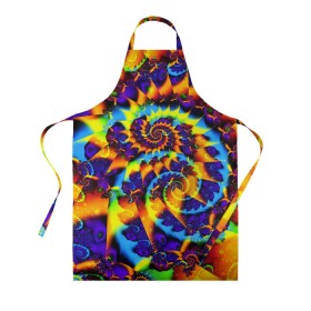 Фартук 3D с принтом TIE-DYE COLOR в Новосибирске, 100% полиэстер | общий размер — 65 х 85 см, ширина нагрудника — 26 см, горловина — 53 см, длина завязок — 54 см, общий обхват в поясе — 173 см. Принт на завязках и на горловине наносится с двух сторон, на основной части фартука — только с внешней стороны | abstract | abstraction | color | fractal | geometry | paitnt | polygon | polygonal | psy | абстракция | геометрия | краски | неоновые | полигоны | психоделика | фрактал