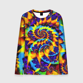 Мужской лонгслив 3D с принтом TIE-DYE COLOR в Новосибирске, 100% полиэстер | длинные рукава, круглый вырез горловины, полуприлегающий силуэт | Тематика изображения на принте: abstract | abstraction | color | fractal | geometry | paitnt | polygon | polygonal | psy | абстракция | геометрия | краски | неоновые | полигоны | психоделика | фрактал