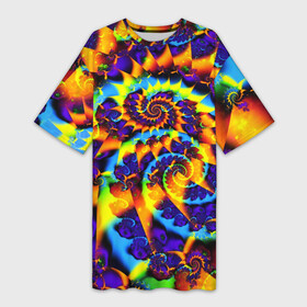 Платье-футболка 3D с принтом TIE DYE COLOR в Новосибирске,  |  | Тематика изображения на принте: abstract | abstraction | color | fractal | geometry | paitnt | polygon | polygonal | psy | абстракция | геометрия | краски | неоновые | полигоны | психоделика | фрактал