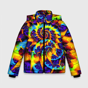 Зимняя куртка для мальчиков 3D с принтом TIE-DYE COLOR в Новосибирске, ткань верха — 100% полиэстер; подклад — 100% полиэстер, утеплитель — 100% полиэстер | длина ниже бедра, удлиненная спинка, воротник стойка и отстегивающийся капюшон. Есть боковые карманы с листочкой на кнопках, утяжки по низу изделия и внутренний карман на молнии. 

Предусмотрены светоотражающий принт на спинке, радужный светоотражающий элемент на пуллере молнии и на резинке для утяжки | abstract | abstraction | color | fractal | geometry | paitnt | polygon | polygonal | psy | абстракция | геометрия | краски | неоновые | полигоны | психоделика | фрактал