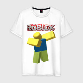 Мужская футболка хлопок с принтом Roblox Dab в Новосибирске, 100% хлопок | прямой крой, круглый вырез горловины, длина до линии бедер, слегка спущенное плечо. | game | game roblox | logo roblox | online game | oof roblox dabbing | roblox | roblox dab | roblox noob | игра | игра роблокс | лого роблокс | онлайн игра | онлайн игра роблокс | роблокс | роблокс даб