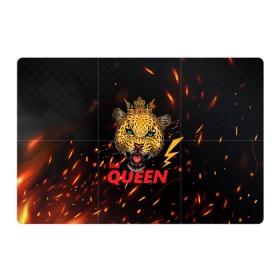 Магнитный плакат 3Х2 с принтом the Queen в Новосибирске, Полимерный материал с магнитным слоем | 6 деталей размером 9*9 см | queen | большая кошка | королева | корона | кошка | леопард | львица | молния