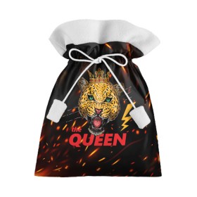 Подарочный 3D мешок с принтом the Queen в Новосибирске, 100% полиэстер | Размер: 29*39 см | queen | большая кошка | королева | корона | кошка | леопард | львица | молния