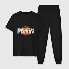 Мужская пижама хлопок с принтом Black Mamba в Новосибирске, 100% хлопок | брюки и футболка прямого кроя, без карманов, на брюках мягкая резинка на поясе и по низу штанин
 | Тематика изображения на принте: basketball | black | bryant | game | james | kobe | kobebryant | lakers | lebron | los angeles | mamba | nba | rip | slam dunk | баскетбол | баскетболист | брайант | браянт | джеймс | игрок | коби | леброн | лейкерс | лос анджеле