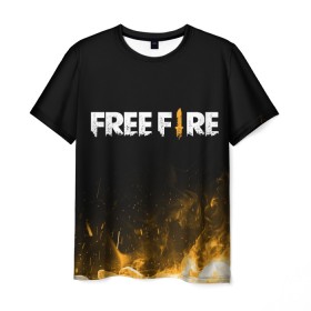 Мужская футболка 3D с принтом Free Fire в Новосибирске, 100% полиэфир | прямой крой, круглый вырез горловины, длина до линии бедер | 