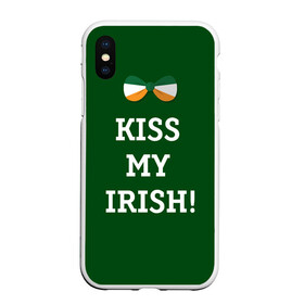 Чехол для iPhone XS Max матовый с принтом Kiss my Irish в Новосибирске, Силикон | Область печати: задняя сторона чехла, без боковых панелей | британия | день святого патрика | золото | ирландия
