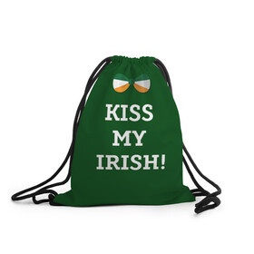 Рюкзак-мешок 3D с принтом Kiss my Irish в Новосибирске, 100% полиэстер | плотность ткани — 200 г/м2, размер — 35 х 45 см; лямки — толстые шнурки, застежка на шнуровке, без карманов и подкладки | британия | день святого патрика | золото | ирландия