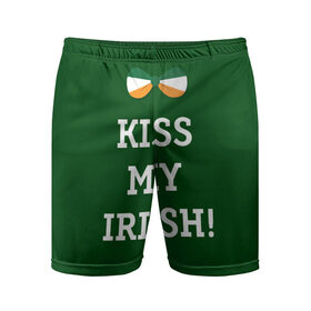 Мужские шорты спортивные с принтом Kiss my Irish в Новосибирске,  |  | Тематика изображения на принте: британия | день святого патрика | золото | ирландия
