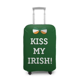 Чехол для чемодана 3D с принтом Kiss my Irish в Новосибирске, 86% полиэфир, 14% спандекс | двустороннее нанесение принта, прорези для ручек и колес | британия | день святого патрика | золото | ирландия