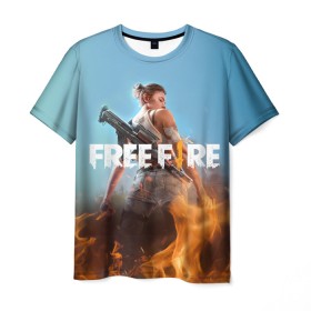 Мужская футболка 3D с принтом free fire в Новосибирске, 100% полиэфир | прямой крой, круглый вырез горловины, длина до линии бедер | free fire | freefire | игра free fire | игра фрифаер | фри файр | фрифаер