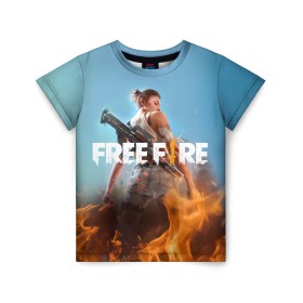 Детская футболка 3D с принтом free fire в Новосибирске, 100% гипоаллергенный полиэфир | прямой крой, круглый вырез горловины, длина до линии бедер, чуть спущенное плечо, ткань немного тянется | free fire | freefire | игра free fire | игра фрифаер | фри файр | фрифаер