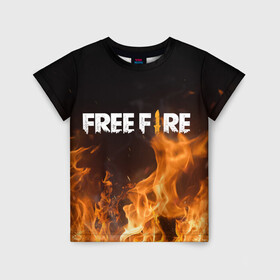 Детская футболка 3D с принтом FREE FIRE в Новосибирске, 100% гипоаллергенный полиэфир | прямой крой, круглый вырез горловины, длина до линии бедер, чуть спущенное плечо, ткань немного тянется | free fire | freefire | игра free fire | игра фрифаер | фри файр | фрифаер