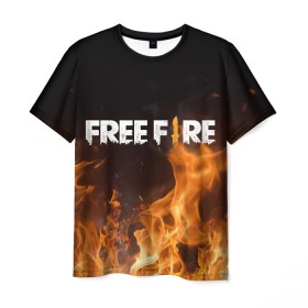 Мужская футболка 3D с принтом FREE FIRE в Новосибирске, 100% полиэфир | прямой крой, круглый вырез горловины, длина до линии бедер | Тематика изображения на принте: free fire | freefire | игра free fire | игра фрифаер | фри файр | фрифаер