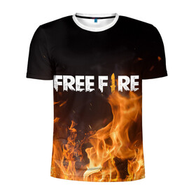 Мужская футболка 3D спортивная с принтом FREE FIRE в Новосибирске, 100% полиэстер с улучшенными характеристиками | приталенный силуэт, круглая горловина, широкие плечи, сужается к линии бедра | Тематика изображения на принте: free fire | freefire | игра free fire | игра фрифаер | фри файр | фрифаер