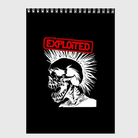 Скетчбук с принтом The Exploited в Новосибирске, 100% бумага
 | 48 листов, плотность листов — 100 г/м2, плотность картонной обложки — 250 г/м2. Листы скреплены сверху удобной пружинной спиралью | punks | punks not dead | the exploited | панк не сдох | панки | уоти | череп | эксплоитед