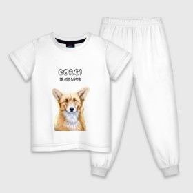 Детская пижама хлопок с принтом Corgi is my Love в Новосибирске, 100% хлопок |  брюки и футболка прямого кроя, без карманов, на брюках мягкая резинка на поясе и по низу штанин
 | corgi | corgi is my love | корги | собака