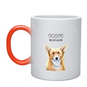 Кружка хамелеон с принтом Corgi is my Love в Новосибирске, керамика | меняет цвет при нагревании, емкость 330 мл | corgi | corgi is my love | корги | собака