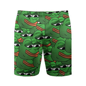 Мужские шорты спортивные с принтом Pepe The Frog в Новосибирске,  |  | frog | meme | memes | pepe | pepe the frog | грустная жабка | лягушка | лягушонок пепе | мем | мемы