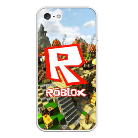 Чехол для iPhone 5/5S матовый с принтом ROBLOX в Новосибирске, Силикон | Область печати: задняя сторона чехла, без боковых панелей | game | gamer | logo | roblox | игры | логотип | роблокс
