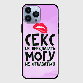 Чехол для iPhone 13 Pro Max с принтом Секс не предлагать в Новосибирске,  |  | Тематика изображения на принте: губы | для девушки | прикольные надписи