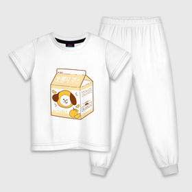 Детская пижама хлопок с принтом Chimmy juice в Новосибирске, 100% хлопок |  брюки и футболка прямого кроя, без карманов, на брюках мягкая резинка на поясе и по низу штанин
 | Тематика изображения на принте: bt21 | bts | chimmy | chimmy juice | бт21 | бтс