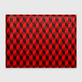 Обложка для студенческого билета с принтом Кубики в Новосибирске, натуральная кожа | Размер: 11*8 см; Печать на всей внешней стороне | Тематика изображения на принте: геометрия | квадратики | квадраты | красная майка | красная футболка | красные квадраты | красные кубики | красные трусы | красные шорты | красный р | красный топ | красный чехол