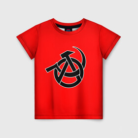 Детская футболка 3D с принтом Анархия в Новосибирске, 100% гипоаллергенный полиэфир | прямой крой, круглый вырез горловины, длина до линии бедер, чуть спущенное плечо, ткань немного тянется | art | rock | sons of anarchy | анархия | арт | группа | егор летов | логотип | музыка | панк | панк рок | прикольная | рок | свобода | хаос