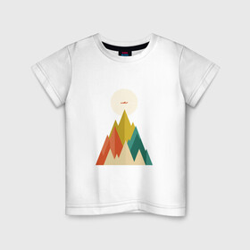 Детская футболка хлопок с принтом Путешественник в Новосибирске, 100% хлопок | круглый вырез горловины, полуприлегающий силуэт, длина до линии бедер | геометрия | горы | графика | дизайн | красиво | самолет | солнце | треугольник