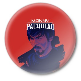 Значок с принтом Manny Pacquiao в Новосибирске,  металл | круглая форма, металлическая застежка в виде булавки | manny pacquiao | pac man | pacquiao | бокс | мэнни пакьяо | пакьяо